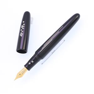 WANCHER ワンチャー 万年筆 ワンチャーオリジナル 象嵌 桜の川 漆 黒 中字 (ステンレスペン先) メイン