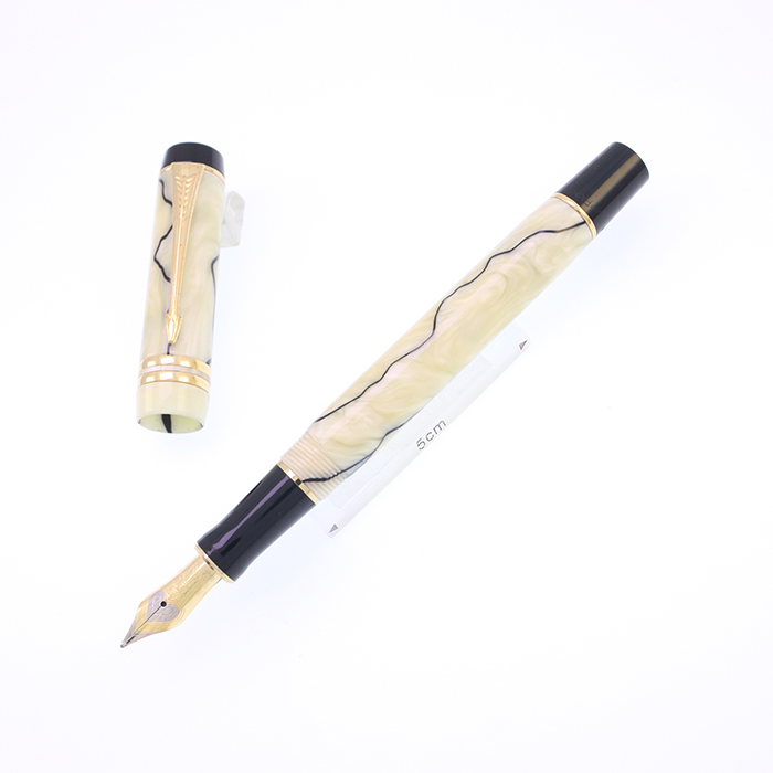 中古)PARKER パーカー 万年筆 デュオフォールド パール&ブラックGT