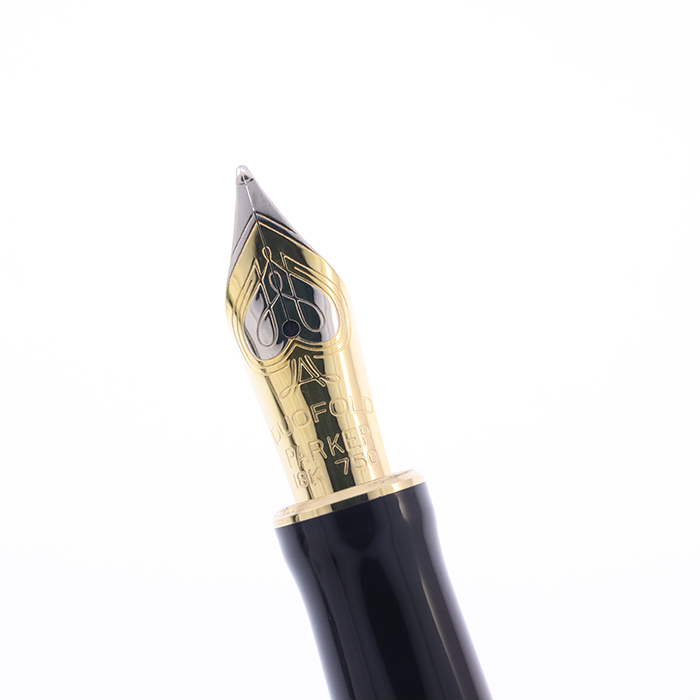 中古)PARKER パーカー 万年筆 デュオフォールド パール&ブラックGT