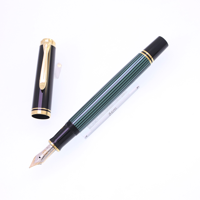 【未使用】ペリカンの万年筆M400グリーンストライプ、インクセット 中古)Pelikan ペリカン 万年筆 スーベレーン M400 グリーンストライプ
