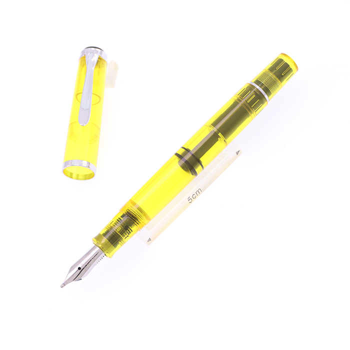 Pelikan 万年筆 イエロー 樹脂製 中古)Pelikan ペリカン 万年筆 M205 DUO デモンストレーター イエロー