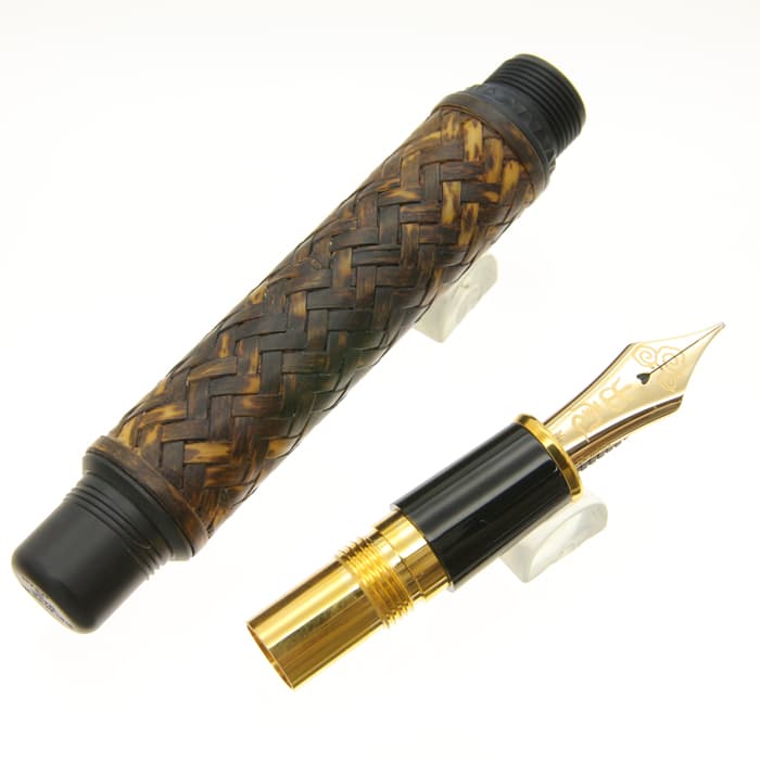 新品)PLATINUM プラチナ 万年筆 出雲 竹編み 横網代 #10 虎斑(トラフ