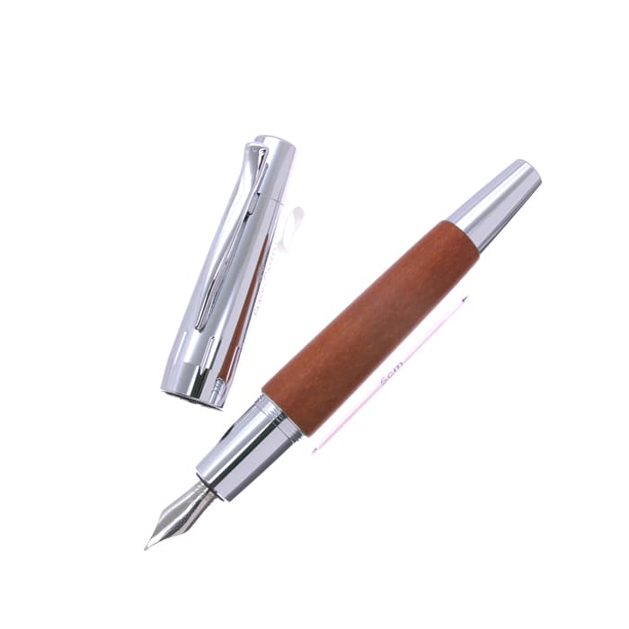 (中古)FABER-CASTELL ファーバーカステル 万年筆 エモーション ウッド&クローム 梨の木 ブラウン M（商品ID