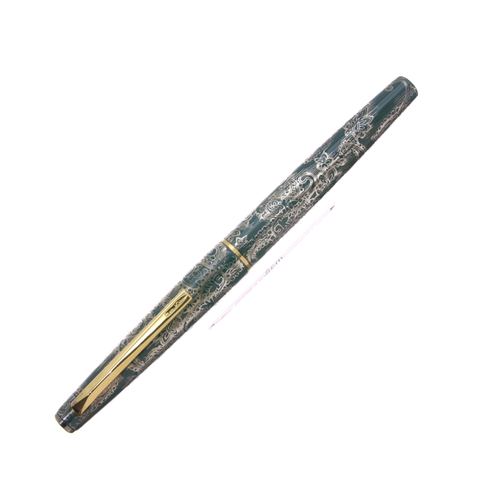 エリート 万年筆 中古)PLATINUM プラチナ 万年筆 #3776 ギャザード ブラック 極太