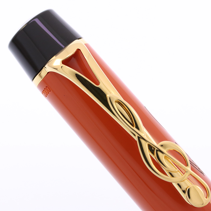 美品□MONTBLANC モンブラン ペン先18K Mニブ ドネーションペン ヨハン･セバスチャン･バッハ 2001年 07716/12000 万年筆 ブラック オレンジ ドイツ製 メンズ 中古)MONTBLANC モンブラン 万年筆 ドネーションペン ヨハン