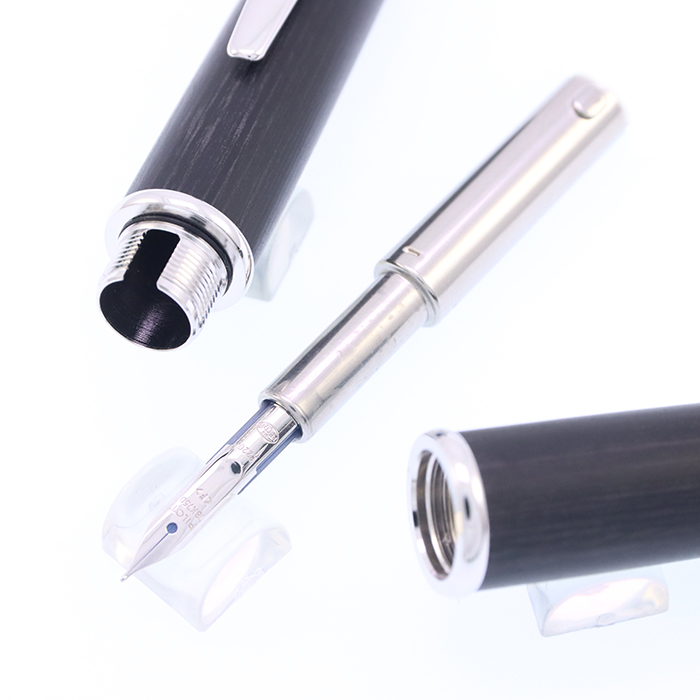 中古)PILOT パイロット 万年筆 キャップレス 木軸 ブラック 細字（商品