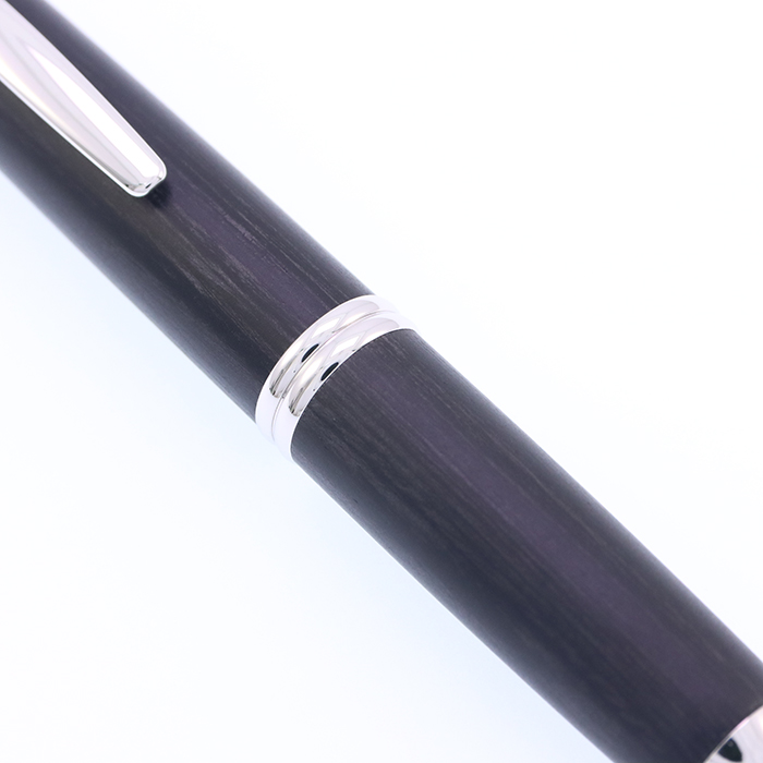 中古)PILOT パイロット 万年筆 キャップレス 木軸 ブラック 細字（商品