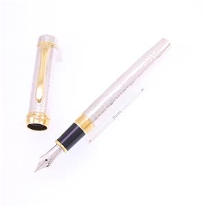 万年筆 銀無垢 鍛金磨き 太字