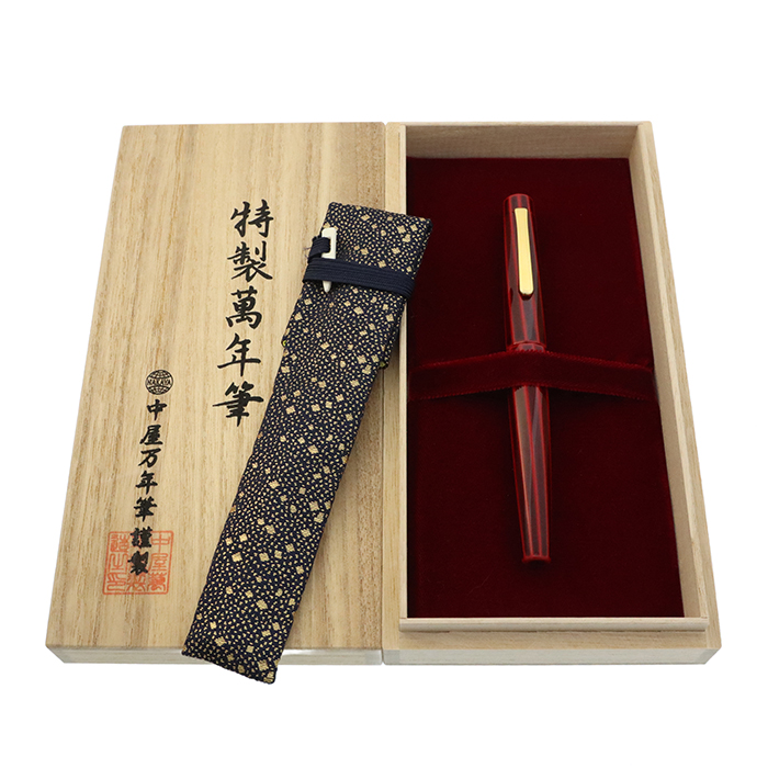 中古)NAKAYA 中屋万年筆 ボールペン ライター 十角TW ポータブル 赤溜