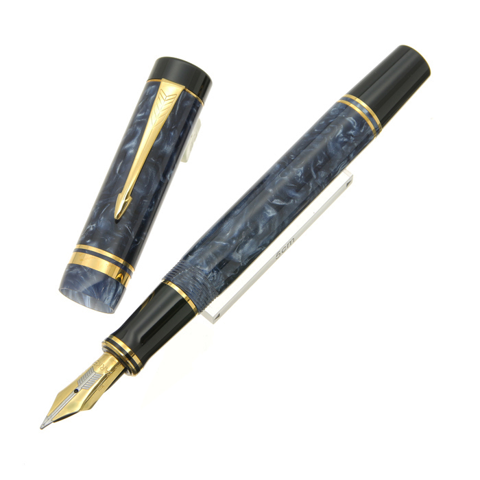 中古)PARKER パーカー 万年筆 デュオフォールド マーブルブルー