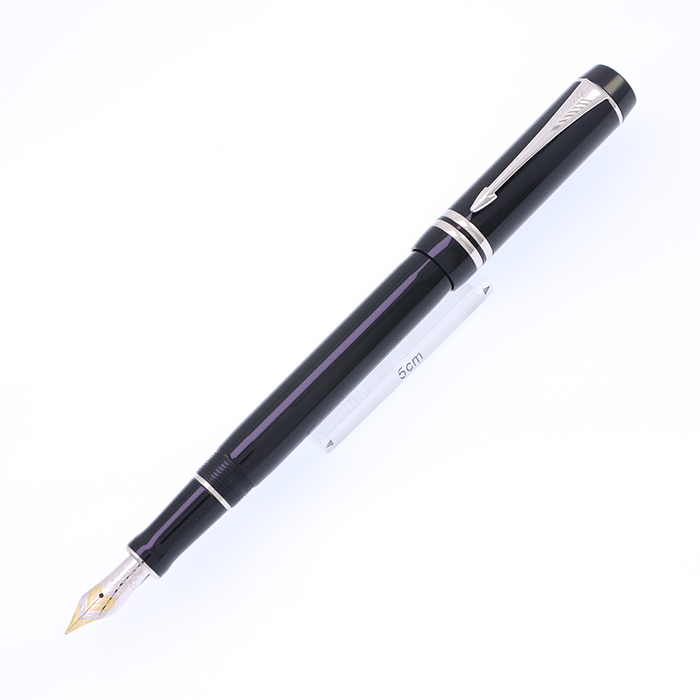 【国内配送】 パーカー 中古)PARKER 万年筆 ブラックPT デュオフォールド 筆記具