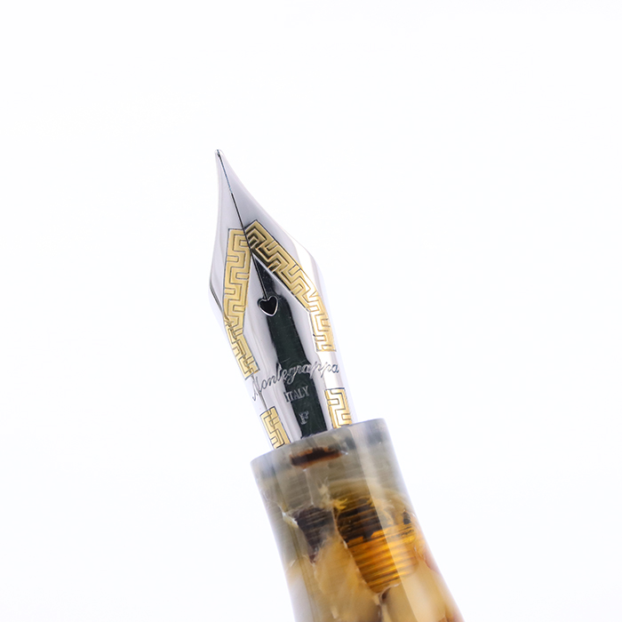 極美品□Montegrappa モンテグラッパ ヴィンテージ リミテッドエディション ミレニオ･バッサーノ 1998年 ペン先18K Mニブ 307/998 万年筆 シルバー ブラウンマーブル 箱・保存袋・ケース付き イタリア製 メンズ 総重量46.52g 中古)Montegrappa モンテグラッパ 万年筆 リミテッドエディション