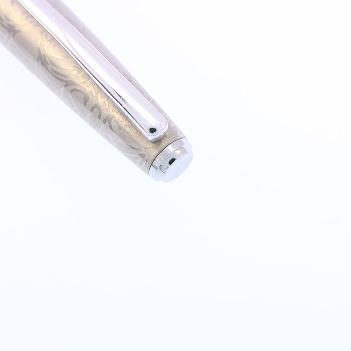 プラチナ 925 シルバー 万年筆 18K 中古)PLATINUM プラチナ 万年筆 唐草柄 ステンレス 18K-WG/中字（商品