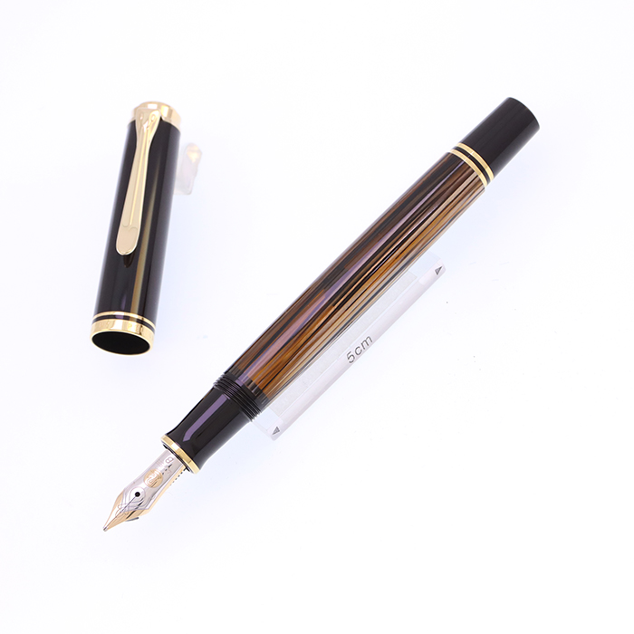 【新品未使用保証書付き】ペリカン スーべレーン M400 茶縞 F 中古)Pelikan ペリカン 万年筆 スーベレーン M400 茶縞 B [研磨]（商品