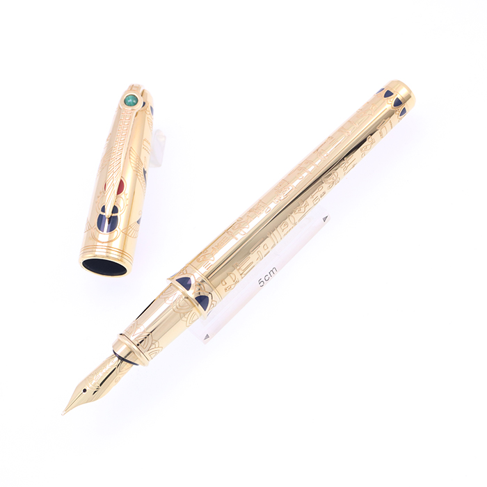 DUPONT - 極美品▼Dupont デュポン リミテッドエディション ファラオ ペン先18K Mニブ 2575本限定 カラーストーン 万年筆 ゴールド ケース付き フランス製 メンズ 詳細ページ | 万年筆 ボールペンなど高級筆記具の販売・買取