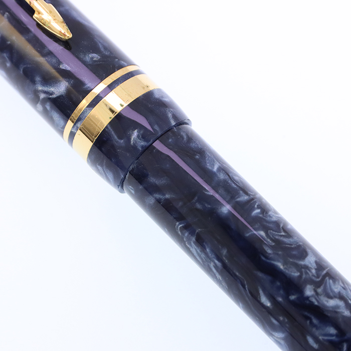 パーカー デュオフォールドブルーマーブル模様万年筆 中古)PARKER パーカー 万年筆 デュオフォールド マーブルブルー