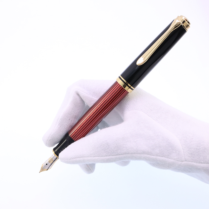 中古)Pelikan ペリカン 万年筆 スーベレーン M600 レッドストライプ F 