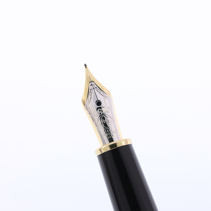 美品 モンブラン 万年筆 144 EF ブラック 中白 14金ニブ 中古)MONTBLANC モンブラン 万年筆 マイスターシュテュック #144