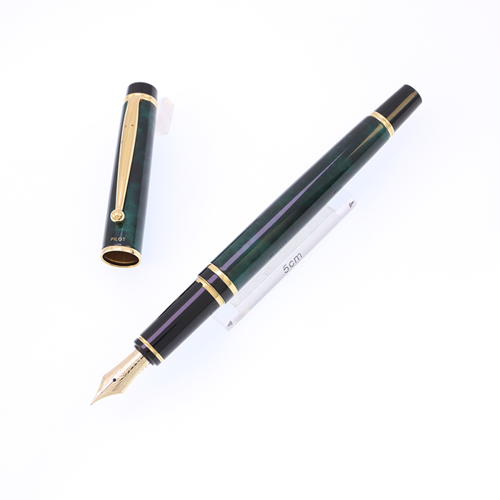 中古)PILOT パイロット 万年筆 グランセ ブラック&グリーン ゴールド