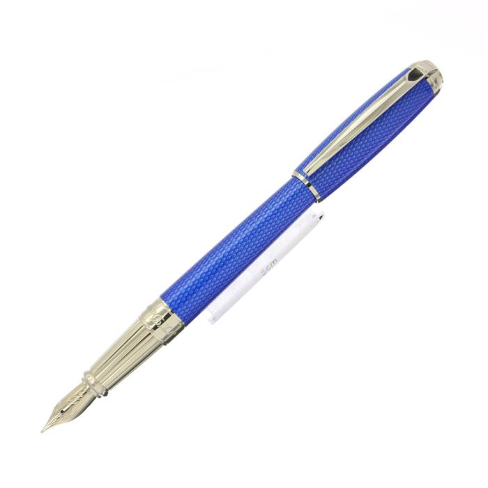 S.T.Dupont エス・テー・デュポン 万年筆 ラインD L ギヨシェアンダーラッカー アクアマリンブルーナチュラルラッカー