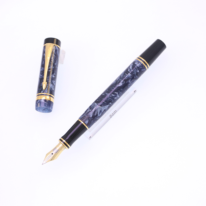 パーカー 万年筆 デュオフォールド インターナショナル マーブルブルー 中古)PARKER パーカー 万年筆 デュオフォールド マーブルブルー