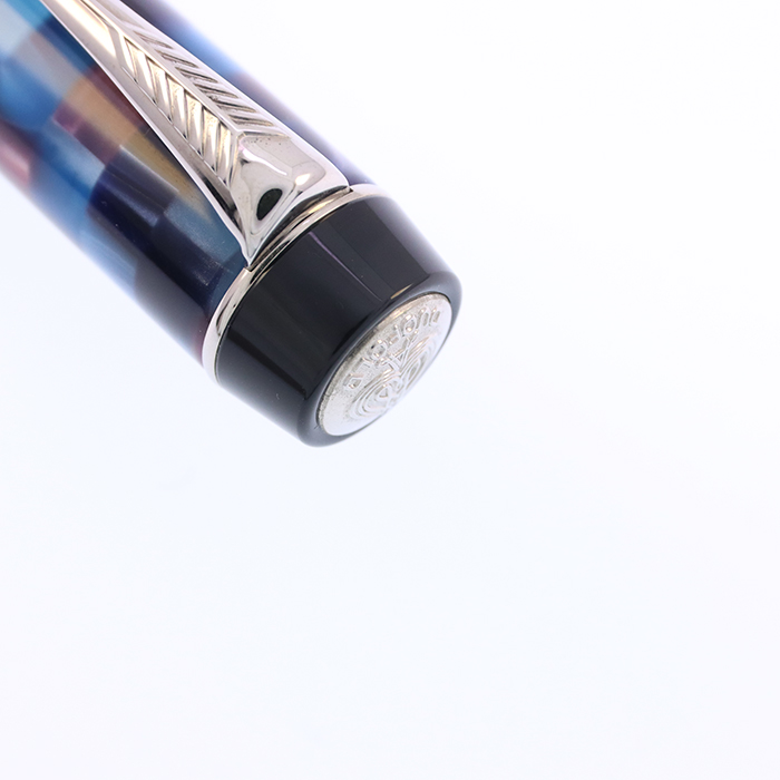 中古)PARKER パーカー 万年筆 デュオフォールド チェック ブルーPT