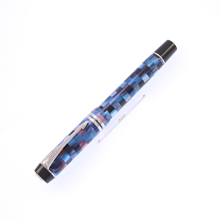 【PARKER（パーカー）】 万年筆 チェック柄 キャップ付き 中古)PARKER パーカー 万年筆 デュオフォールド チェック ブルーPT