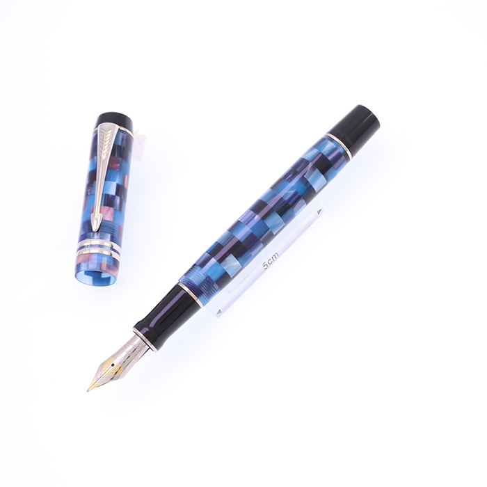 中古)PARKER パーカー 万年筆 デュオフォールド チェック ブルーPT