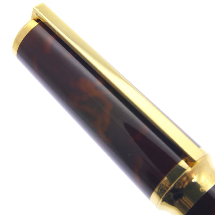 美品□Dupont デュポン モンパルナス ペン先18K Fニブ キャップ式 万年筆 ブラウンマーブル ゴールド ケース付き フランス製 メンズ DUPONT - 美品□Dupont デュポン モンパルナス ペン先18K Fニブ