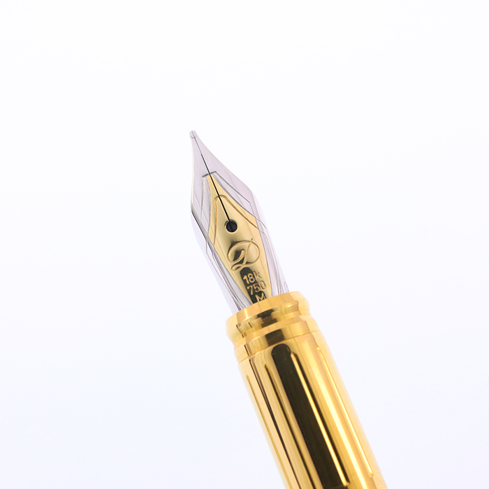 S.T. Dupont 万年筆 ゴールドカラー 925 中古)S.T.Dupont エス・テー・デュポン 万年筆 クラシック2 ゴールド
