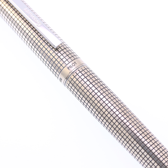 中古)PILOT パイロット 万年筆 グランディ スターリングシルバー 格子