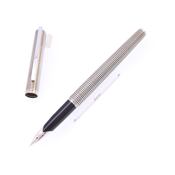 中古)PILOT パイロット 万年筆 グランディ スターリングシルバー 格子