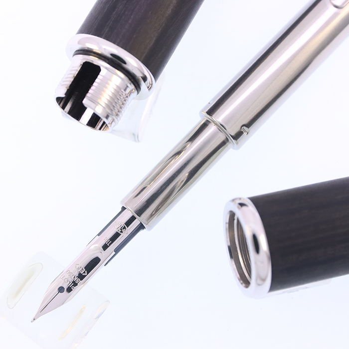 中古)PILOT パイロット 万年筆 キャップレス 木軸 ブラック 極細字