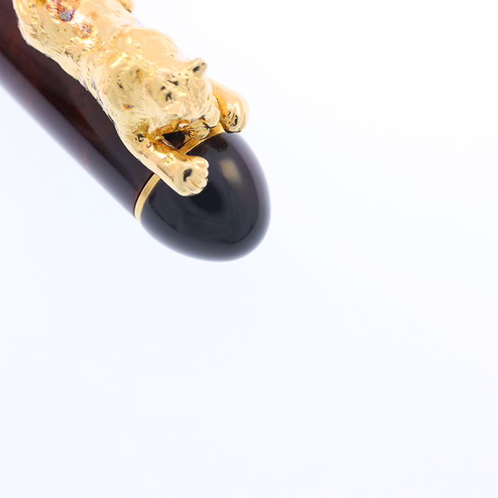 中古)NAKAYA 中屋万年筆 万年筆 ブライヤー 濃 光沢 廻り止め 虎 太字