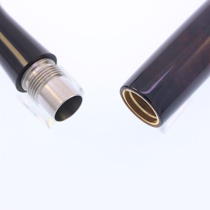 中古)NAKAYA 中屋万年筆 万年筆 ブライヤー 濃 光沢 廻り止め 虎 太字