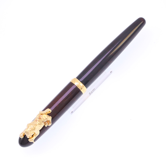 中古)NAKAYA 中屋万年筆 万年筆 ブライヤー 濃 光沢 廻り止め 虎 太字