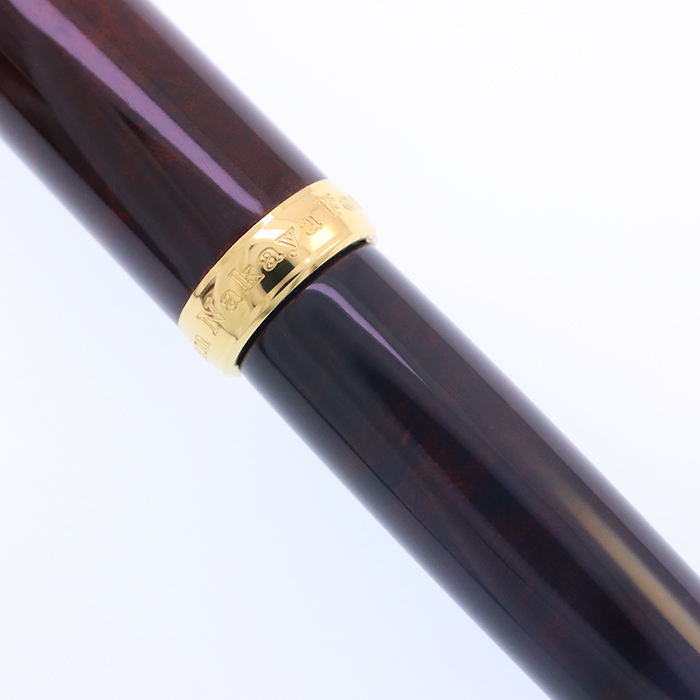 中古)NAKAYA 中屋万年筆 万年筆 ブライヤー 濃 光沢 廻り止め 虎 太字