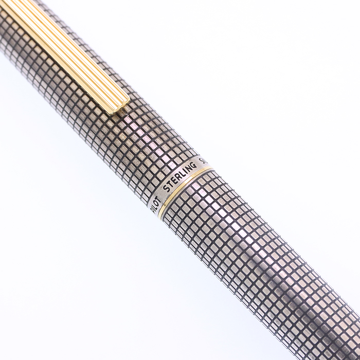 中古)PILOT パイロット 万年筆 デラックス スターリングシルバー 格子