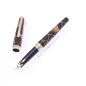 万年筆 皇太子御成婚記念 木軸黒檀加賀蒔絵 鳳凰 中字 [ネーム刻印]