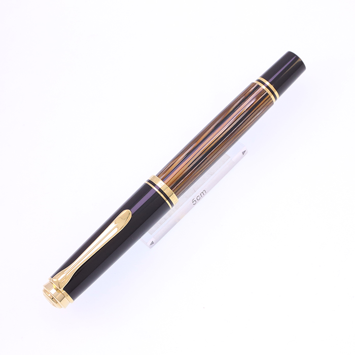 Pelikan 万年筆 茶縞　スーベレーンm400 中古)Pelikan ペリカン 万年筆 スーベレーン M400 茶縞 EF（商品ID