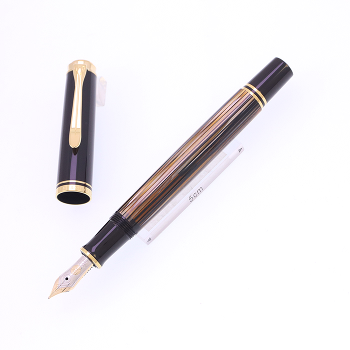 中古)Pelikan ペリカン 万年筆 スーベレーン M400 茶縞 EF（商品ID