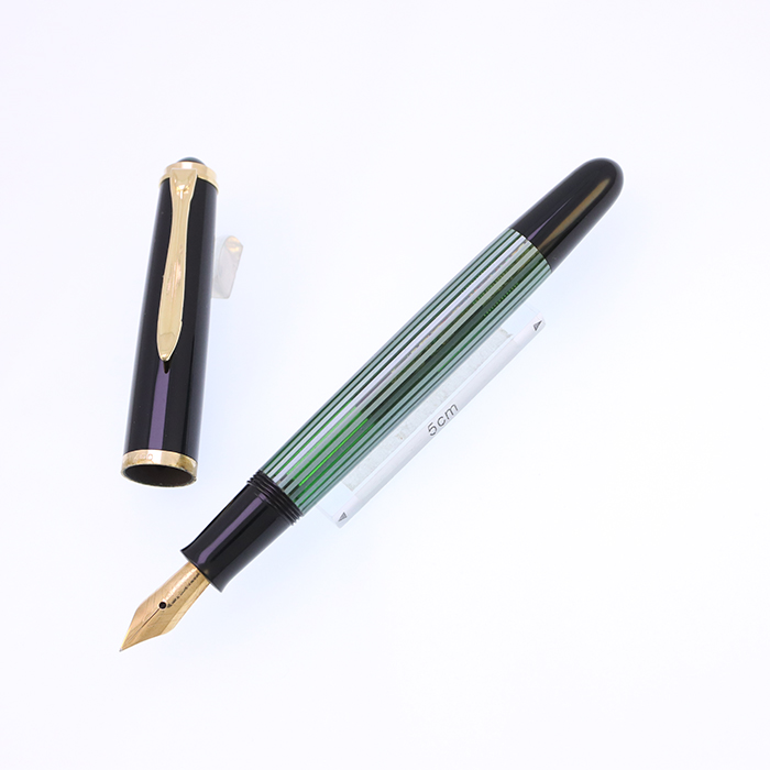 ペリカン400NN M&K 緑縞　細字（F） 中古)Pelikan ペリカン 万年筆 #400NN M&K 緑縞 EF（商品ID