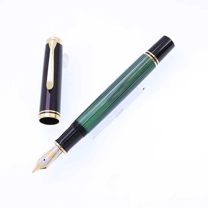 ペリカン 万年筆 スーベレーン 天冠黒 M800 緑縞 万年筆 人気 F字