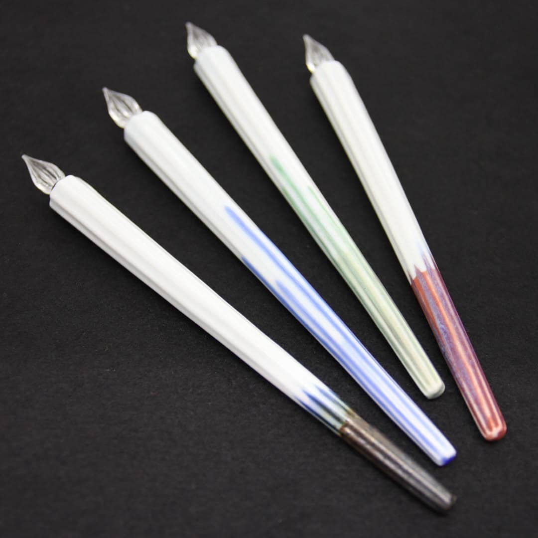 新品)HIZEN5 ヒゼンファイブ ガラスペン 墨流し しのぎガラスペン