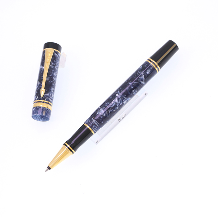 ローラーボール パーカー デュオフォールド マーブルブルー 中古)PARKER パーカー ローラーボール デュオフォールド マーブル
