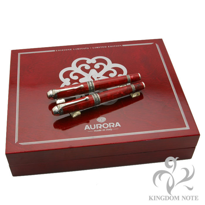 AURORA万年筆、ボールペンのセット AURORA アウロラ セット 75周年記念 ロッソ 万年筆(M)+ボールペン