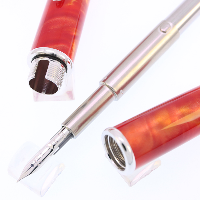 中古)PILOT パイロット 万年筆 キャップレスSE マーブルオレンジ 細字
