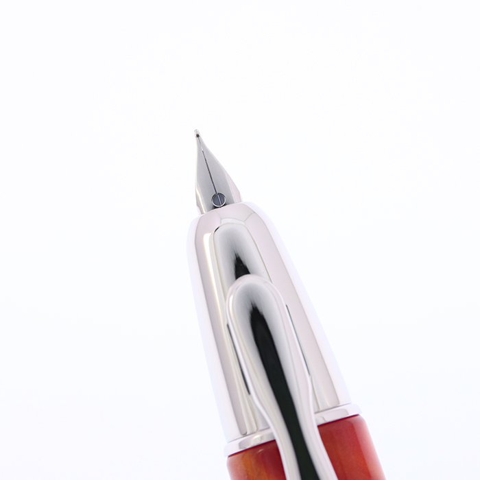 中古)PILOT パイロット 万年筆 キャップレスSE マーブルオレンジ 細字