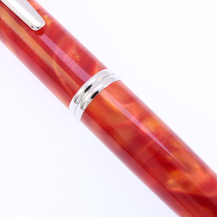 中古)PILOT パイロット 万年筆 キャップレスSE マーブルオレンジ 細字
