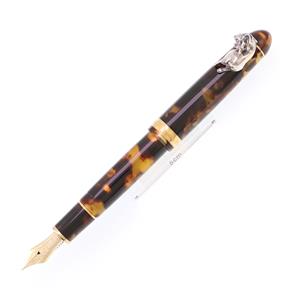 万年筆 セルロイド ベッコウ  廻り止め うさぎ 軟細字 (旧型ペン先)